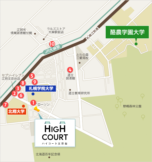 図：ハイコート文京台の周辺地図